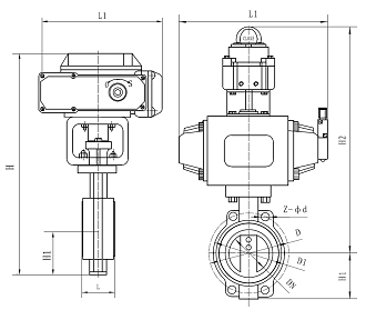 對(duì)夾連接調(diào)節(jié)型蝶閥結(jié)構(gòu)尺寸