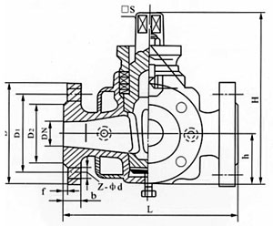 三通保溫旋塞閥結構示意圖 三通保溫旋塞閥結構示意圖