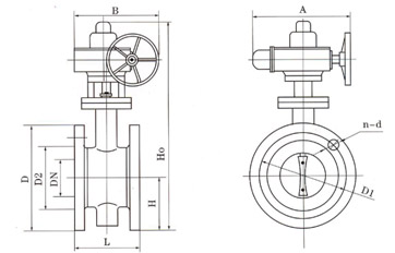 D941X電動法蘭式軟密封蝶閥結構圖 D941X電動法蘭式軟密封蝶閥結構圖