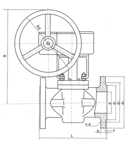 德標(biāo)法蘭卡套旋塞閥結(jié)構(gòu)示意圖 德標(biāo)法蘭卡套旋塞閥結(jié)構(gòu)示意圖